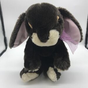 Commonwealth Brown Lop Eared Bunny Rabbit Plush Purple Ribbon 2003 HK-61 Vintage